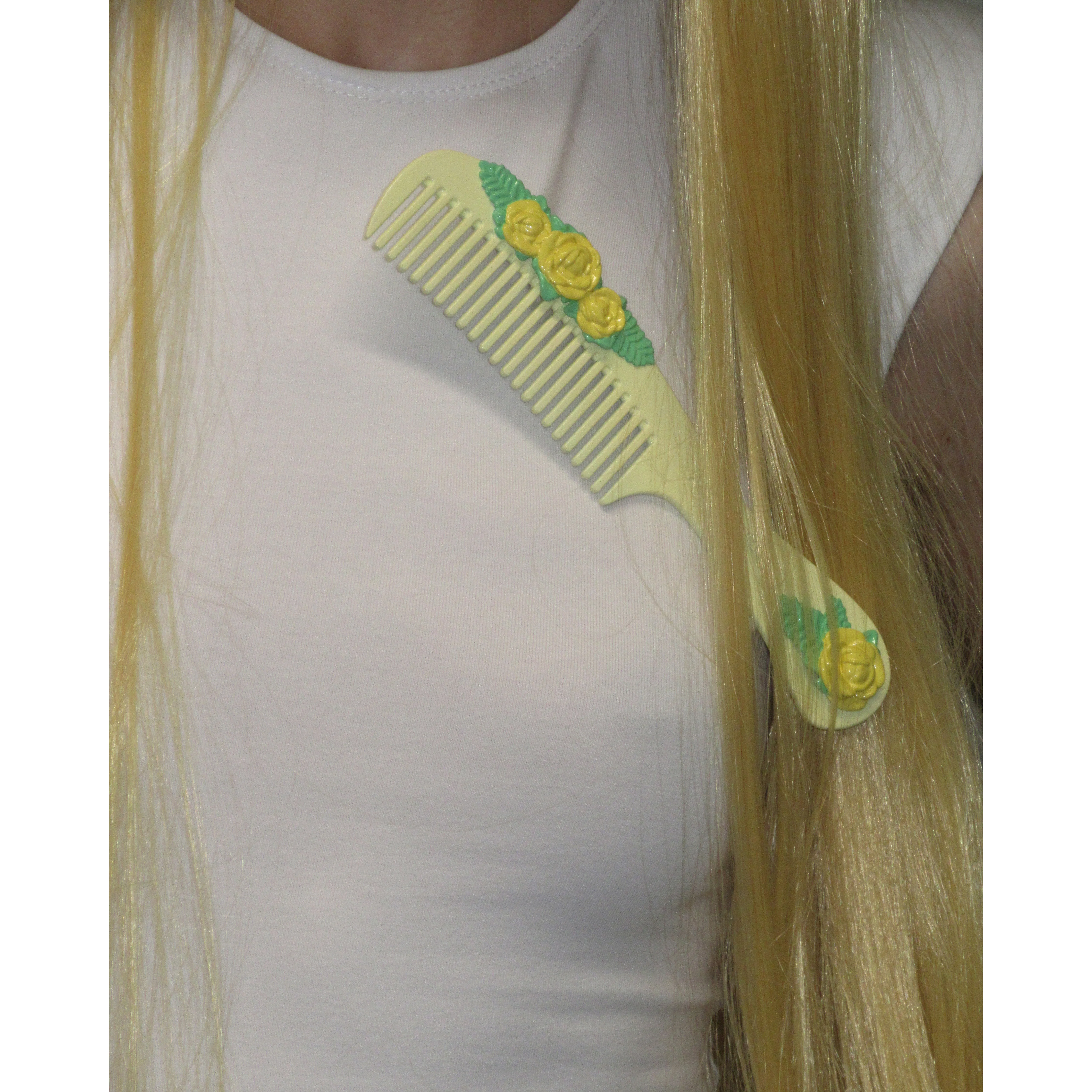 YELLOW FLOWER COMB BROOCH - Image 2