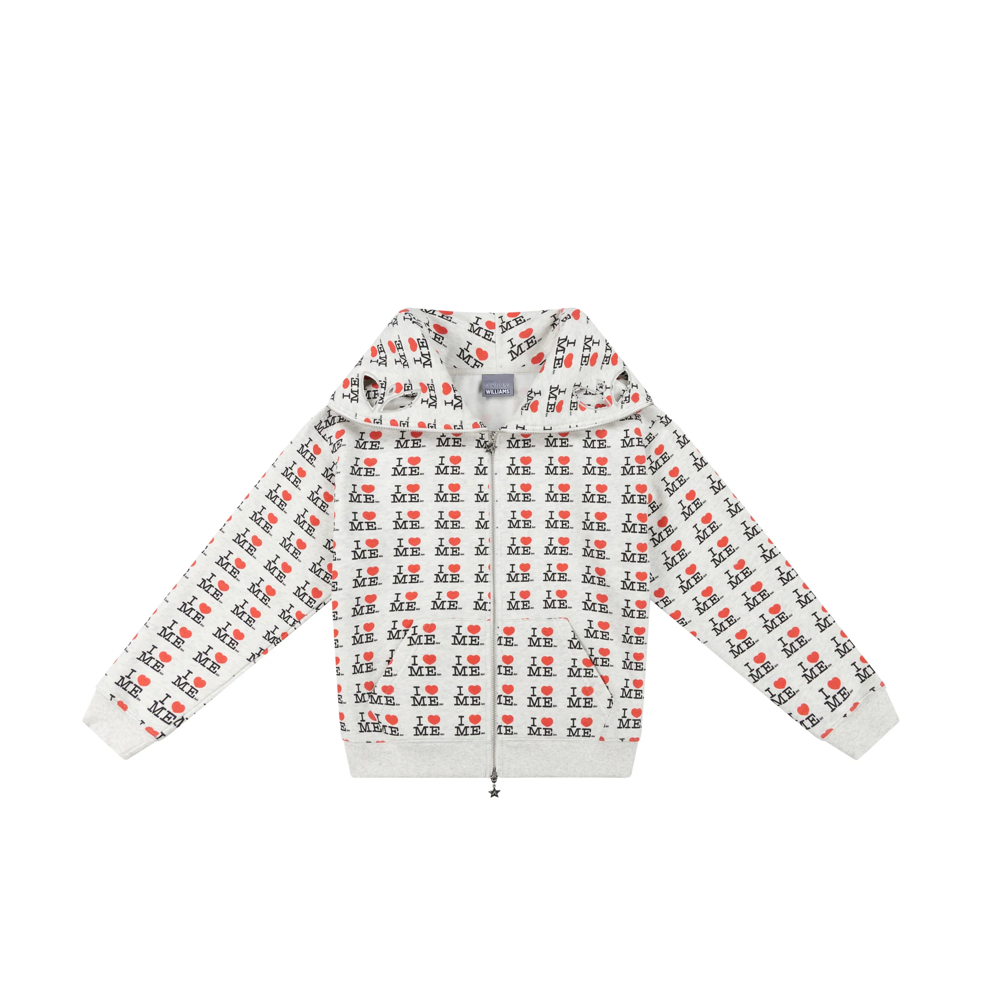 GREY I HEART ME BUTTERFLY HOODIE - Image 4