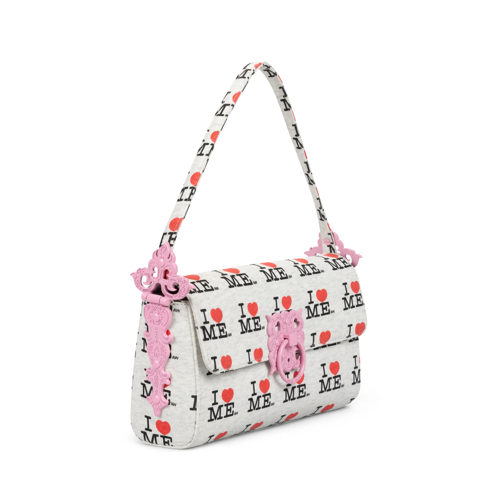 GREY I HEART ME LOCK HAND BAG - Image 4