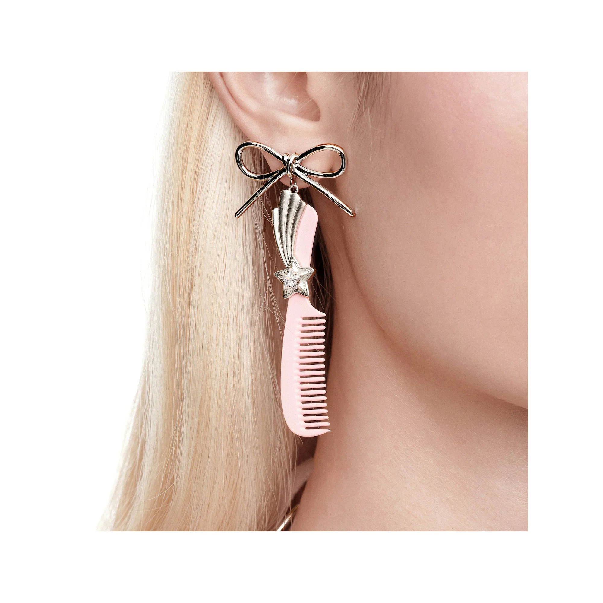 PINK ASHLEY WILLIAMS X YVMIN HAIR COMB EARRINGS - Image 2