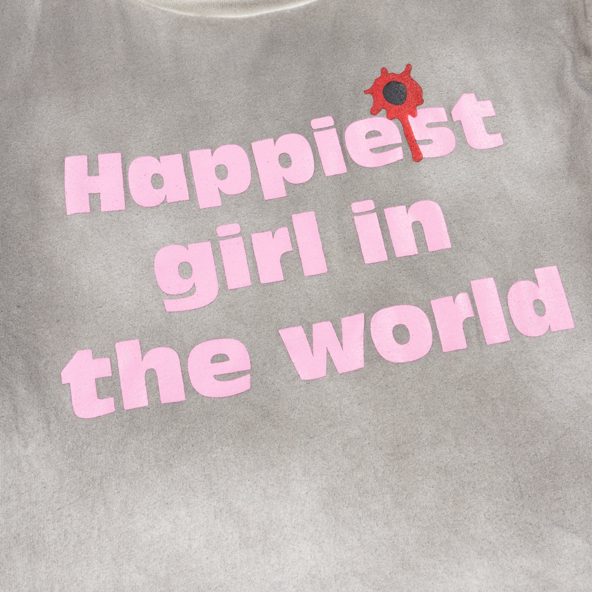 WASHED GREY HAPPY CROPPED T-SHIRT - Image 2