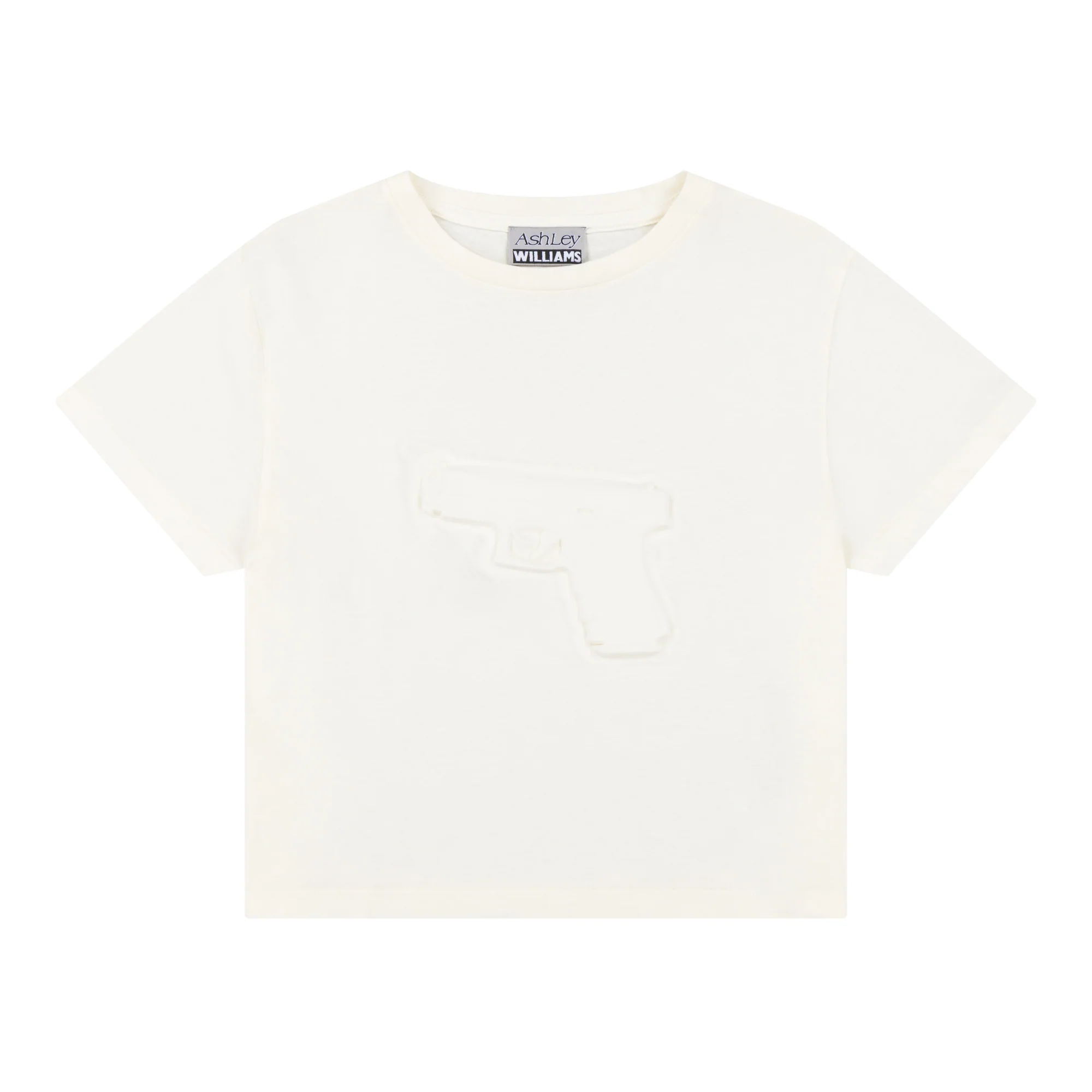 EMBOSSED GUN CROPPED T-SHIRT