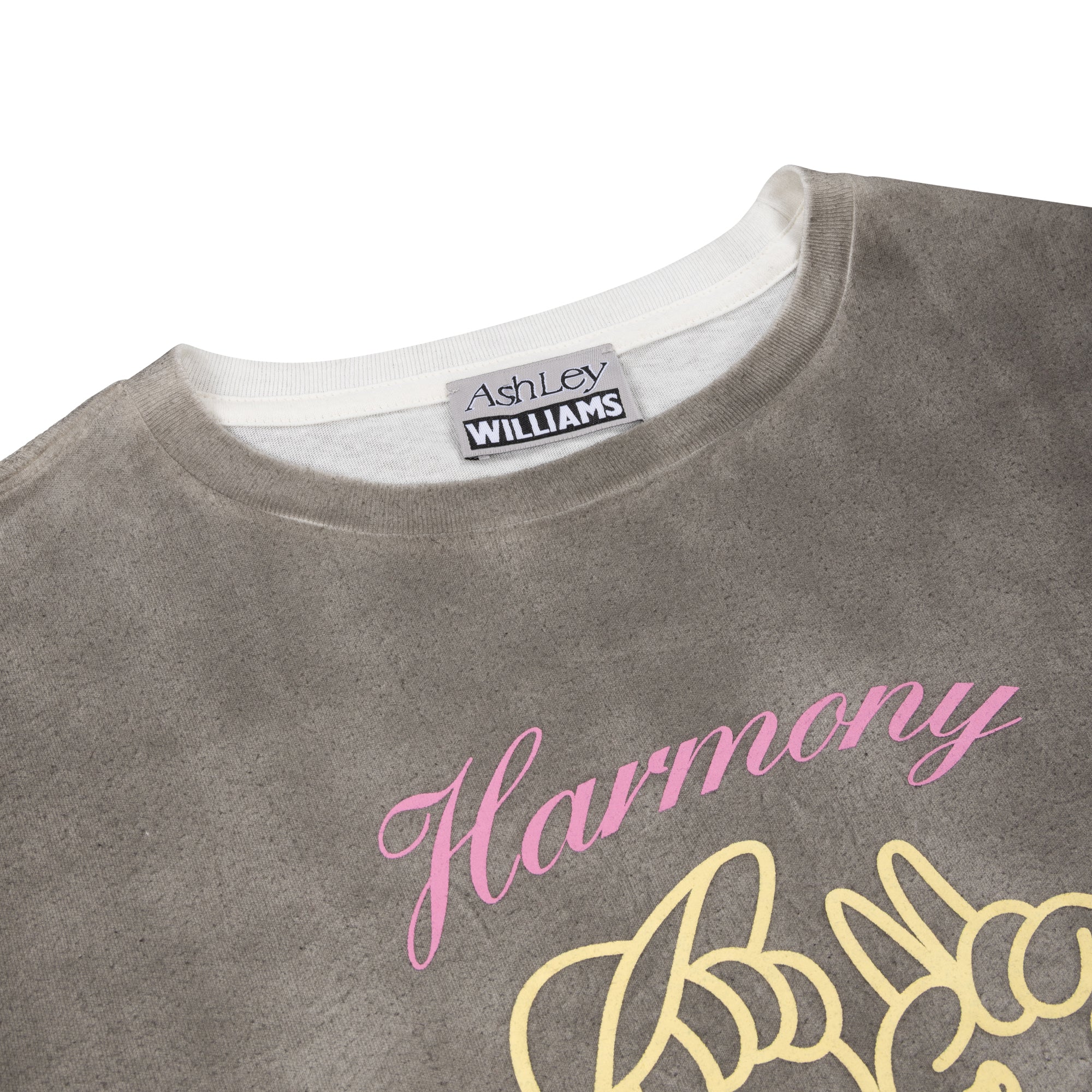 WASHED GREY HARMONY & PEACE CROPPED T-SHIRT - Image 3