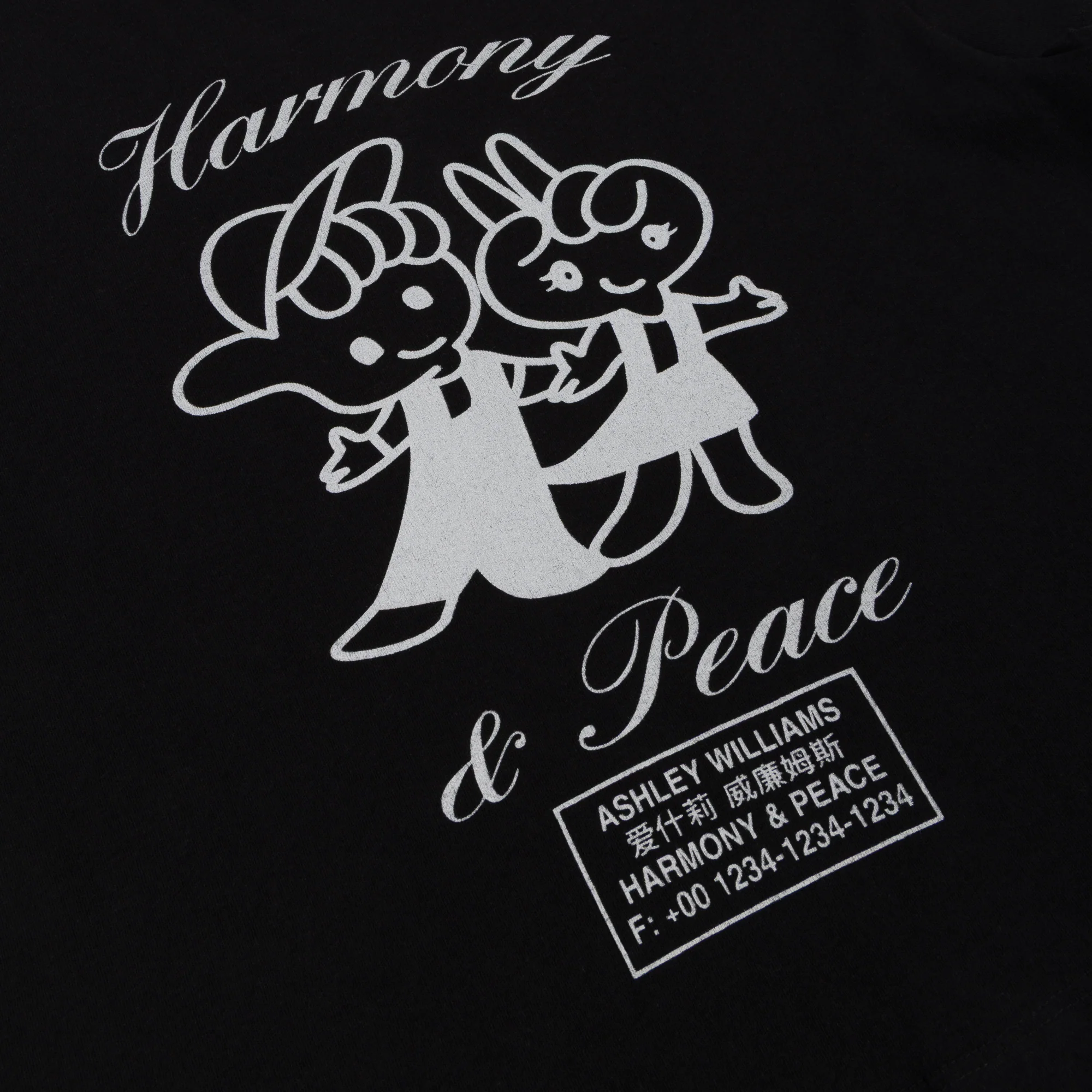 BLACK HARMONY & PEACE CROPPED T-SHIRT - Image 4