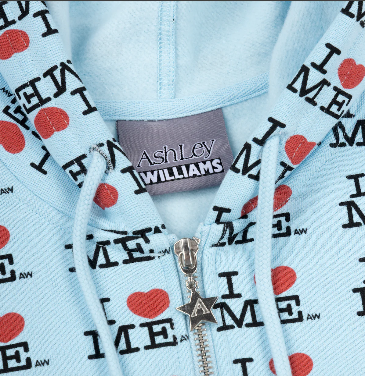 BLUE I HEART ME SHRUNK BABY HOODIE - Image 5