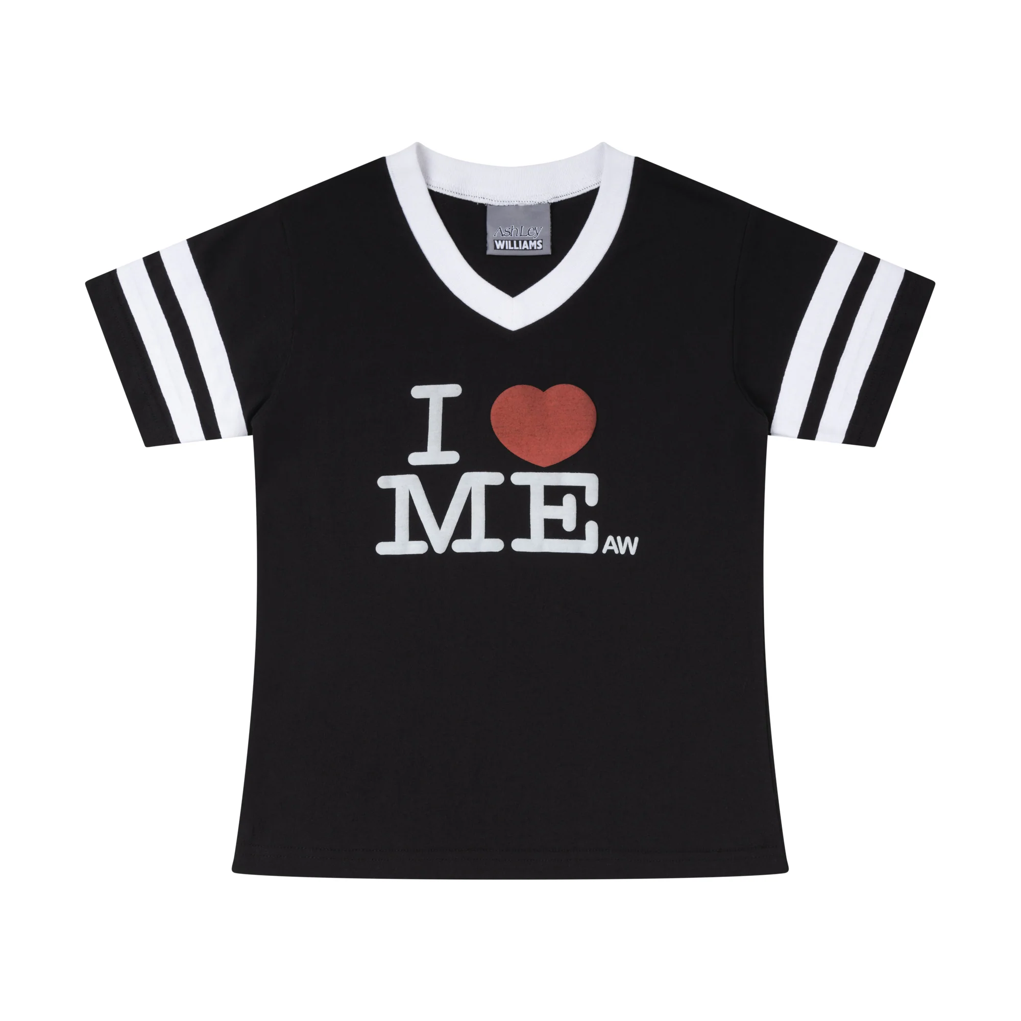 I HEART ME VARSITY BABY T - BLACK