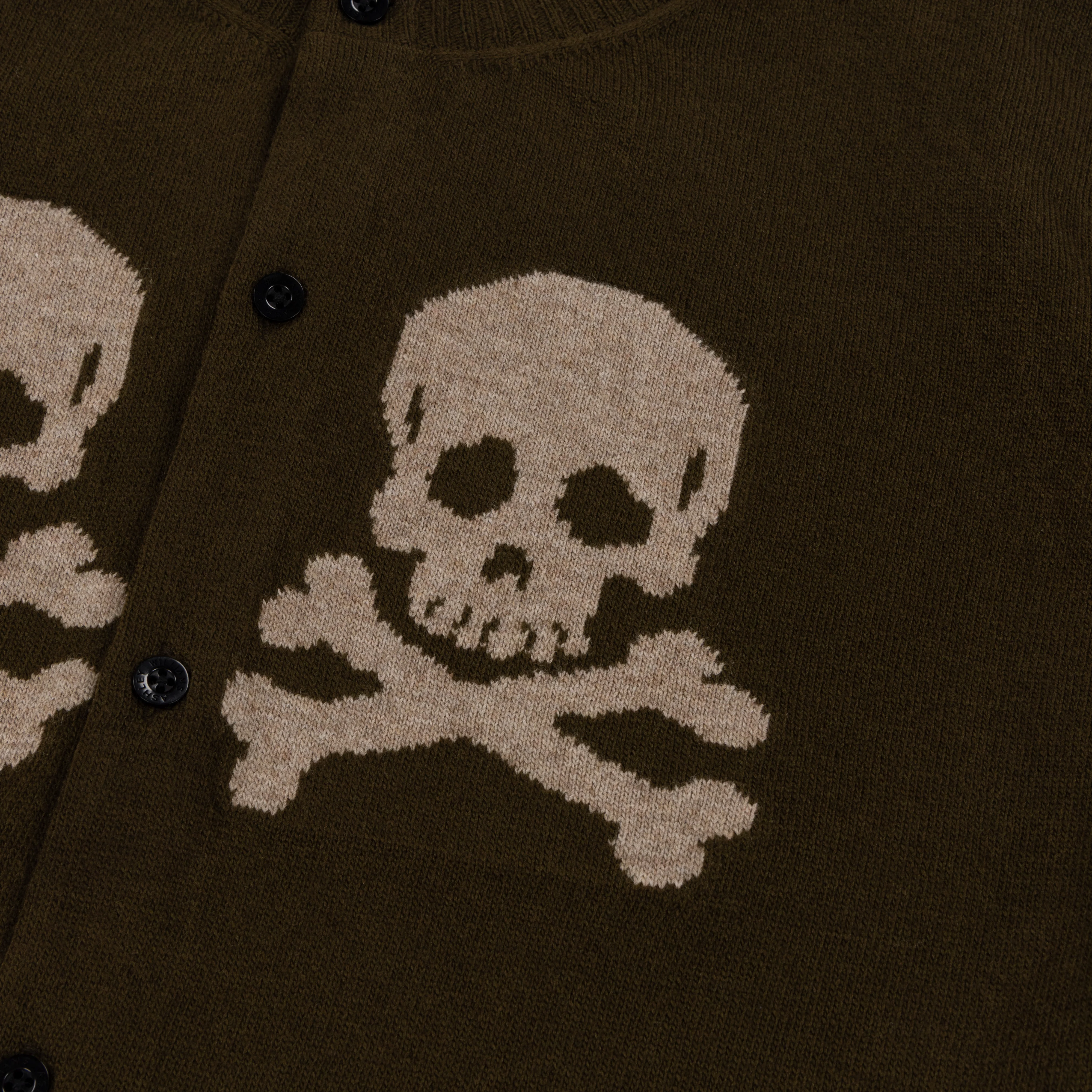 OLIVE KNIT SKULL CARDIGAN - Image 3
