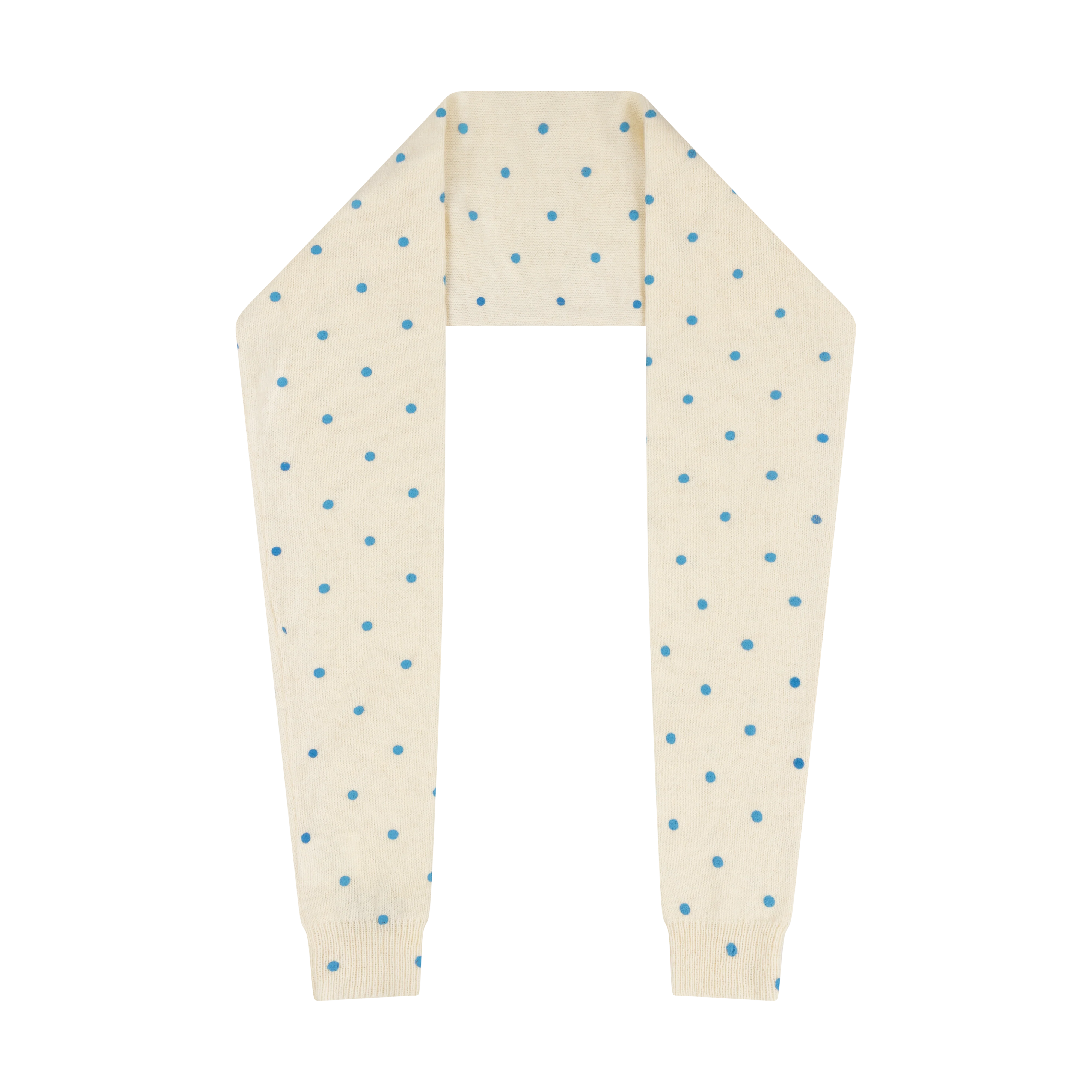 KNITTED SCARF  BLUE POLKA DOT