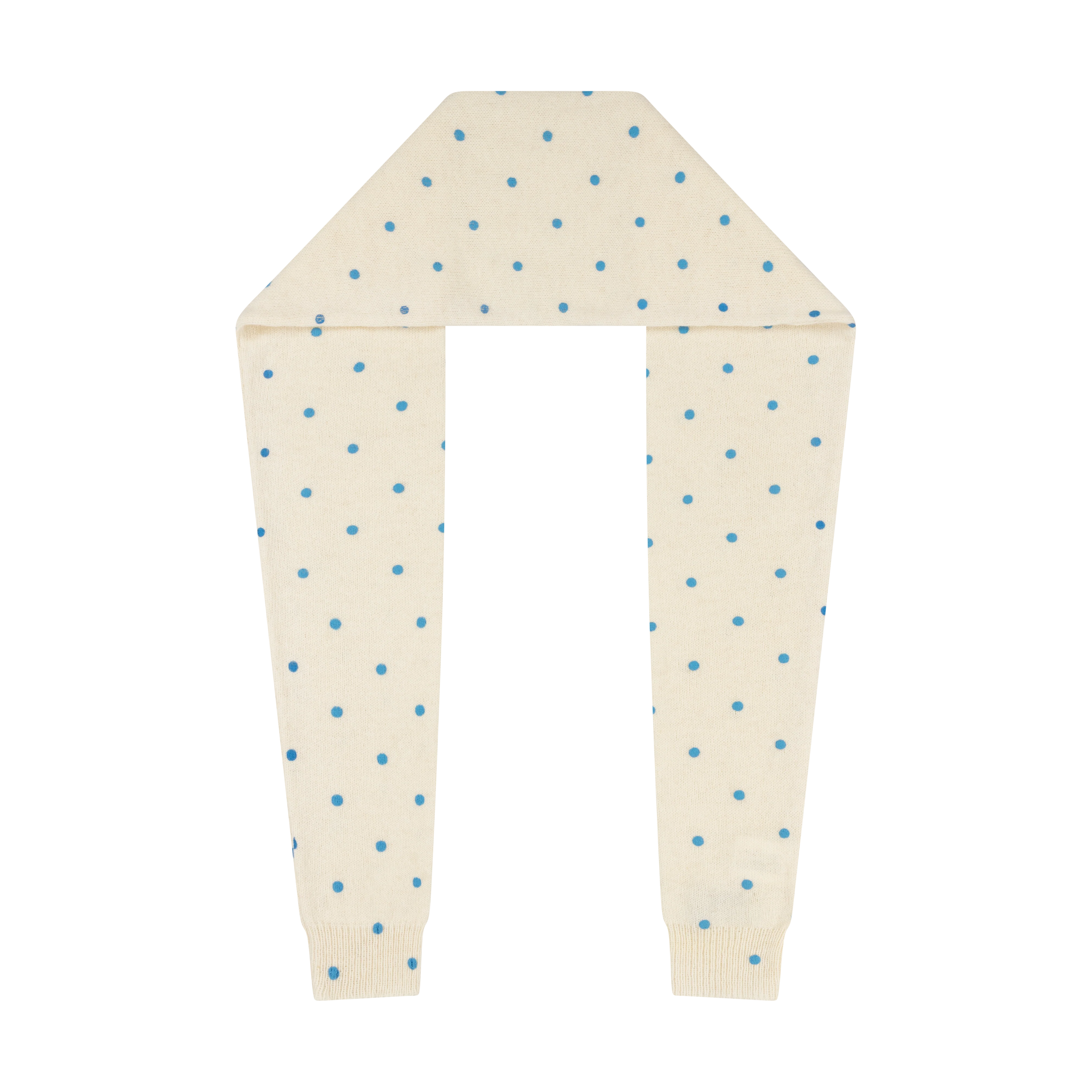 KNITTED SCARF  BLUE POLKA DOT - Image 2