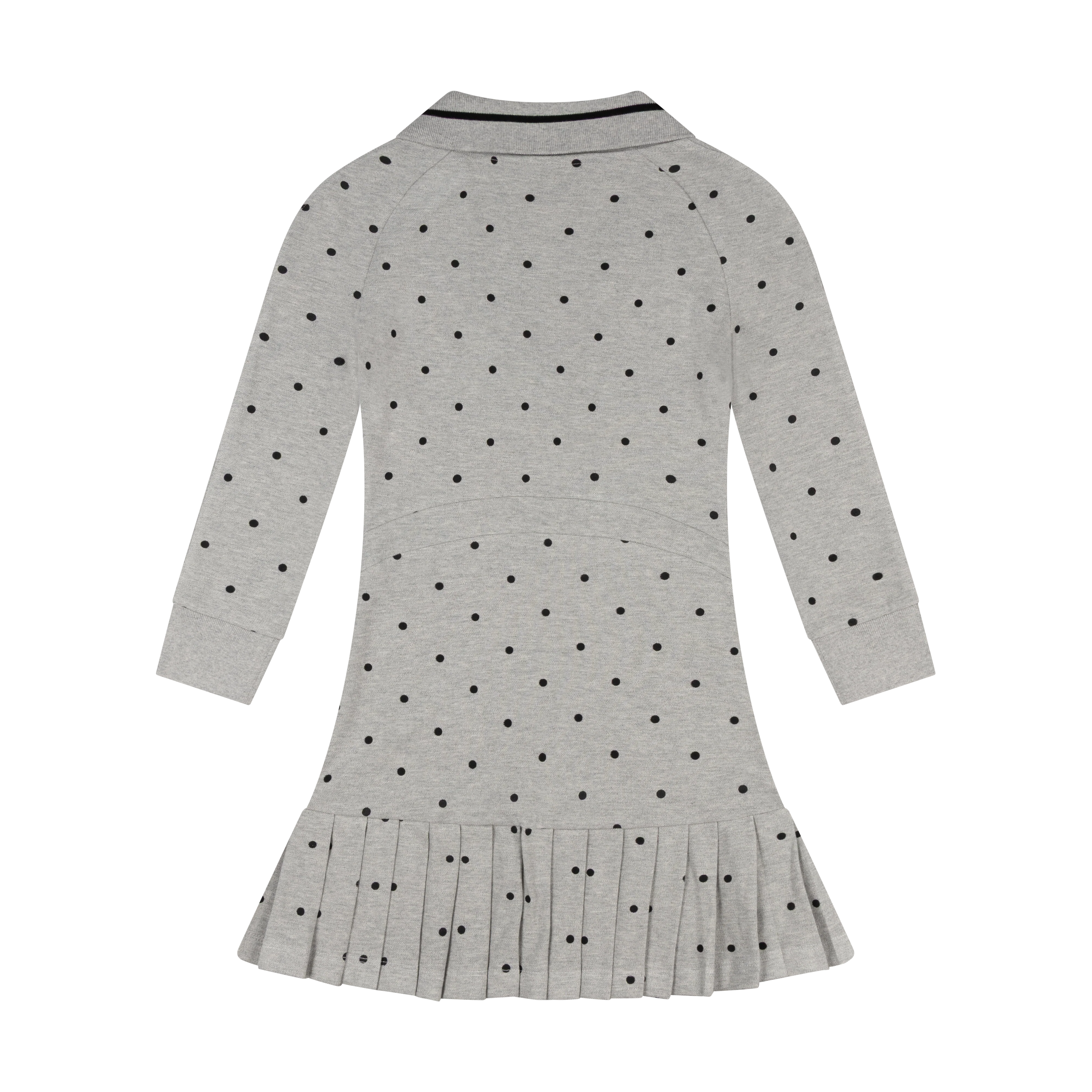 GREY POLKA DOT SHORT LONG SLEEVE AMELIA DRESS - Image 3