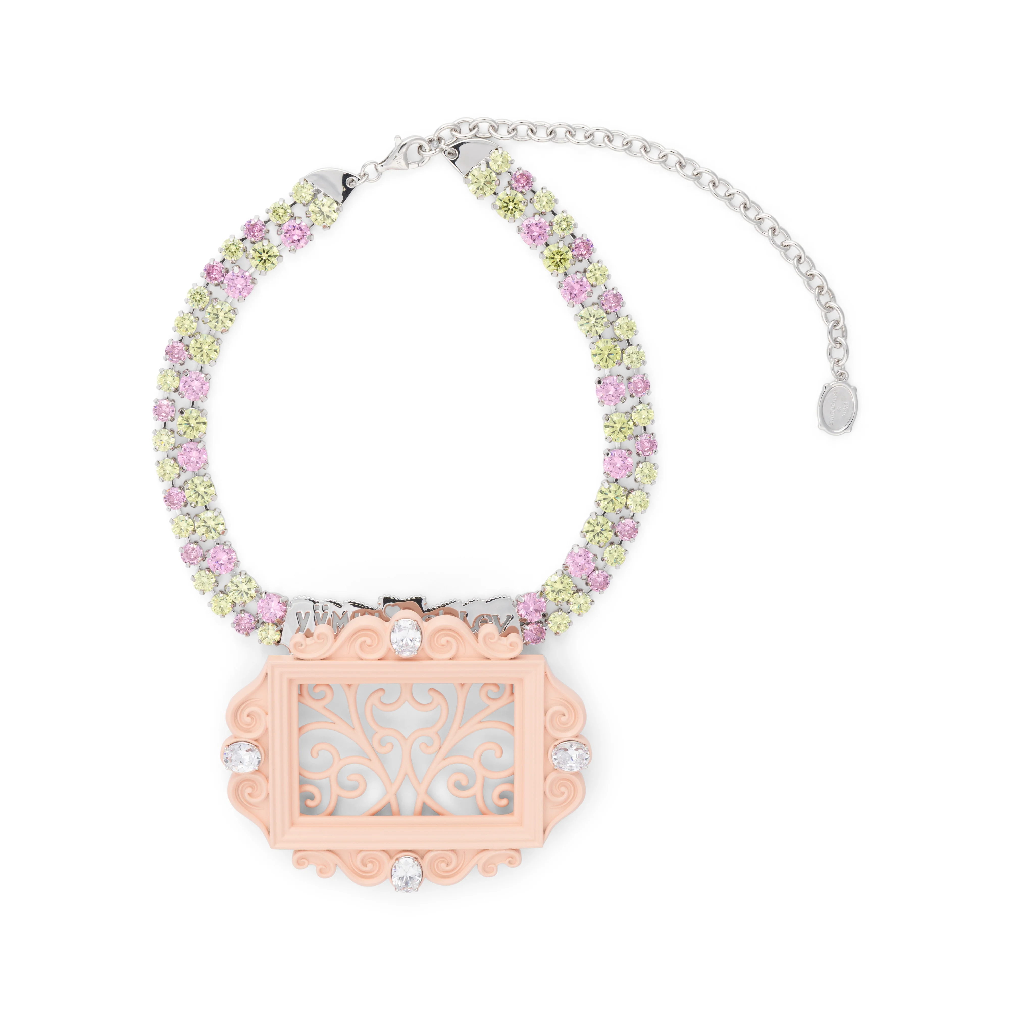 PINK ASHLEY WILLIAMS X YVMIN PICTURE FRAME BROOCH NECKLACE