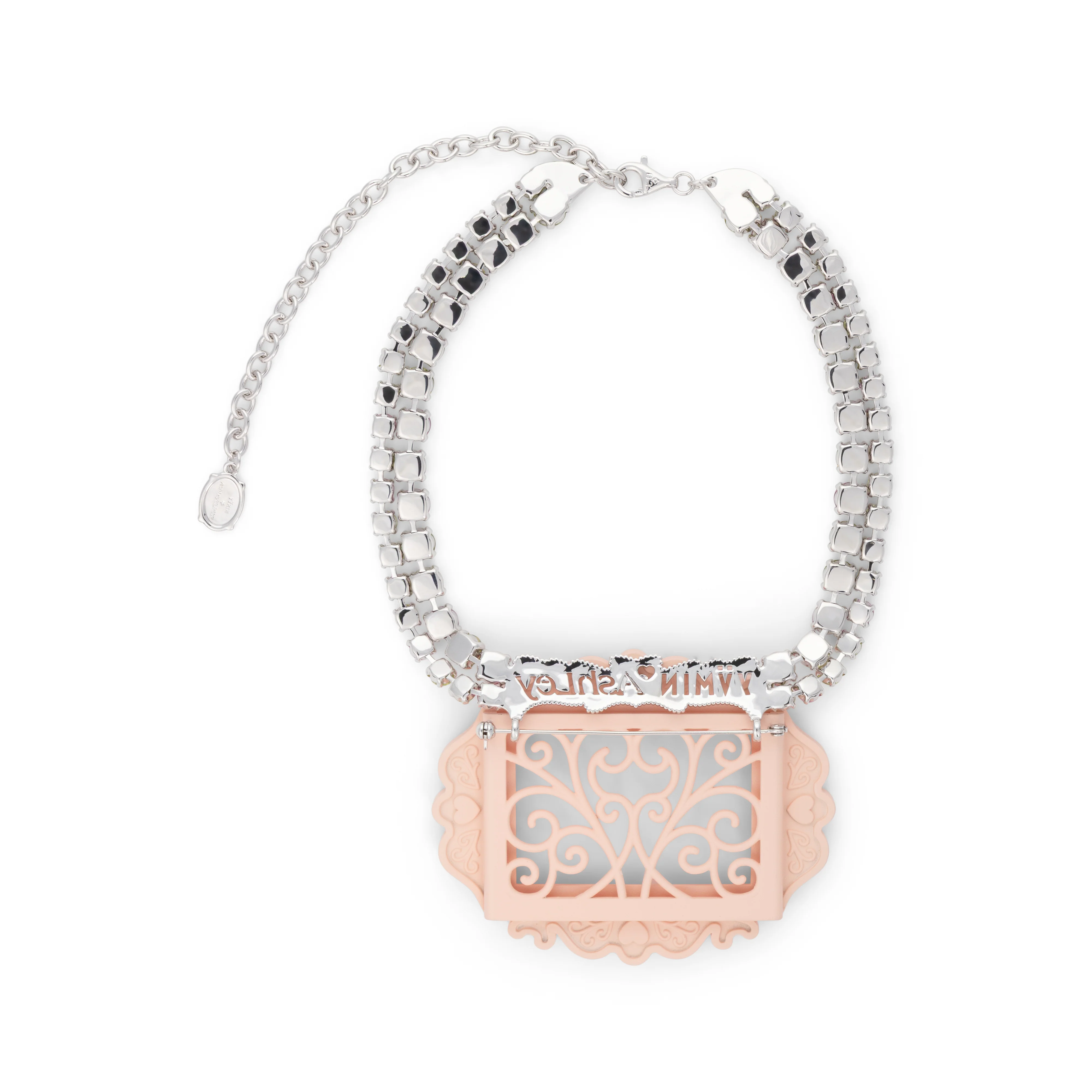 PINK ASHLEY WILLIAMS X YVMIN PICTURE FRAME BROOCH NECKLACE - Image 2
