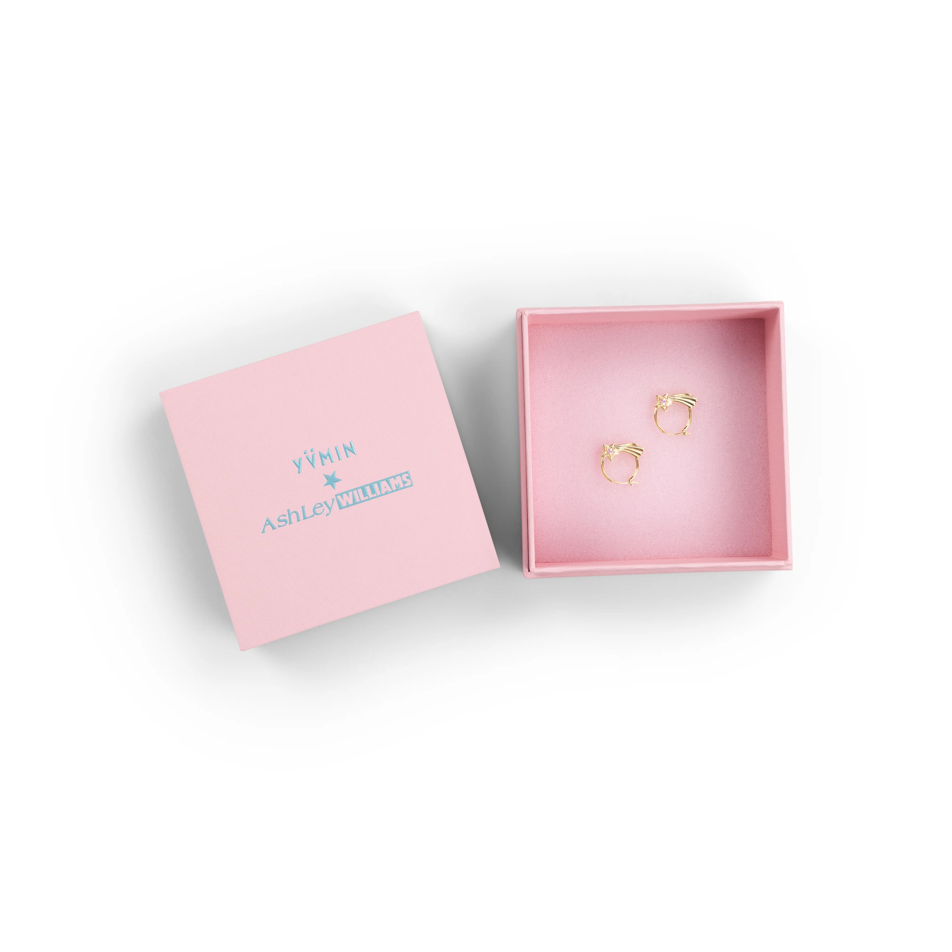 GOLD ASHLEY WILLIAMS X YVMIN STAR HOOP EARRINGS - Image 3