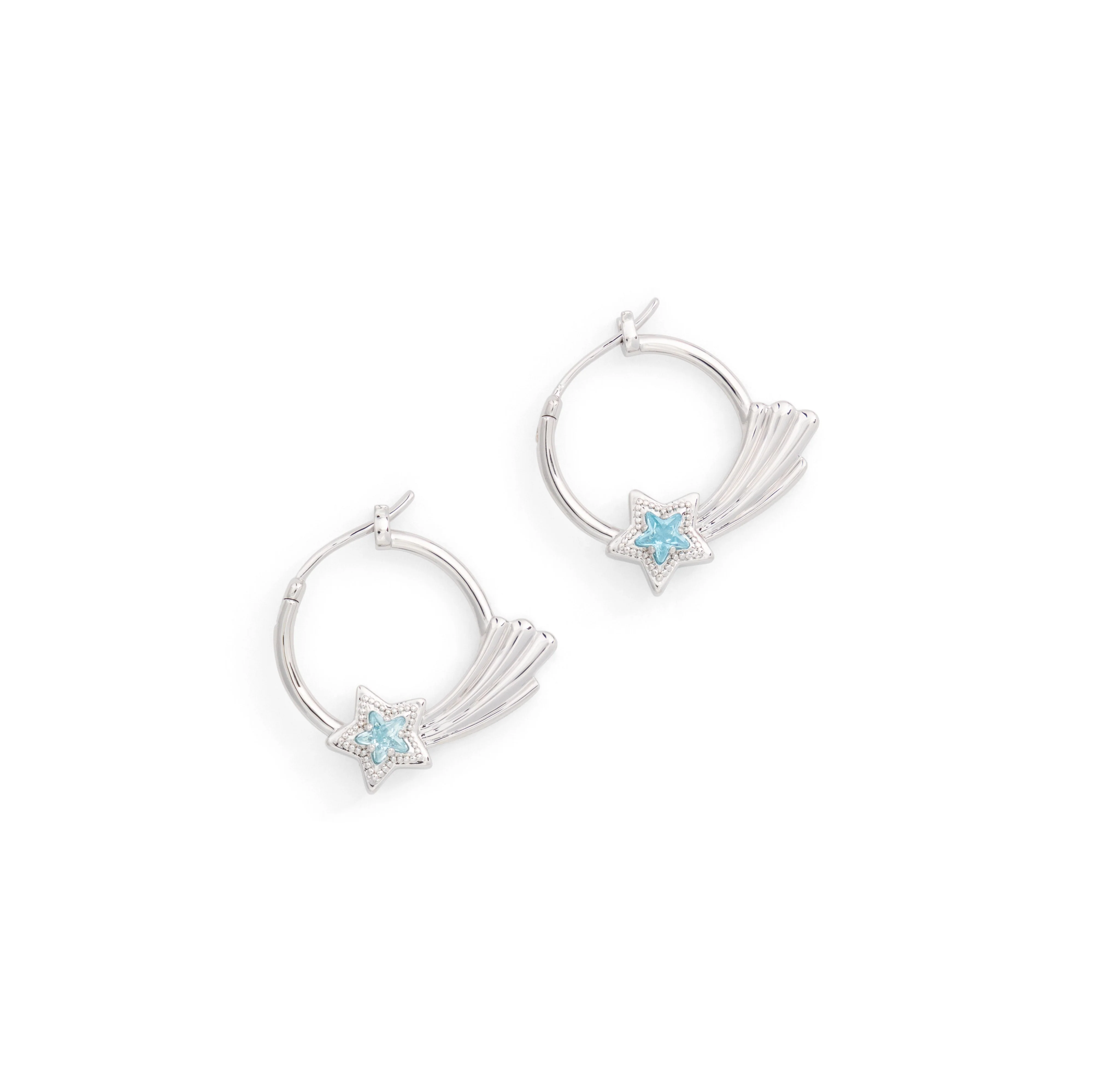 SILVER ASHLEY WILLIAMS X YVMIN  STAR HOOP EARRINGS