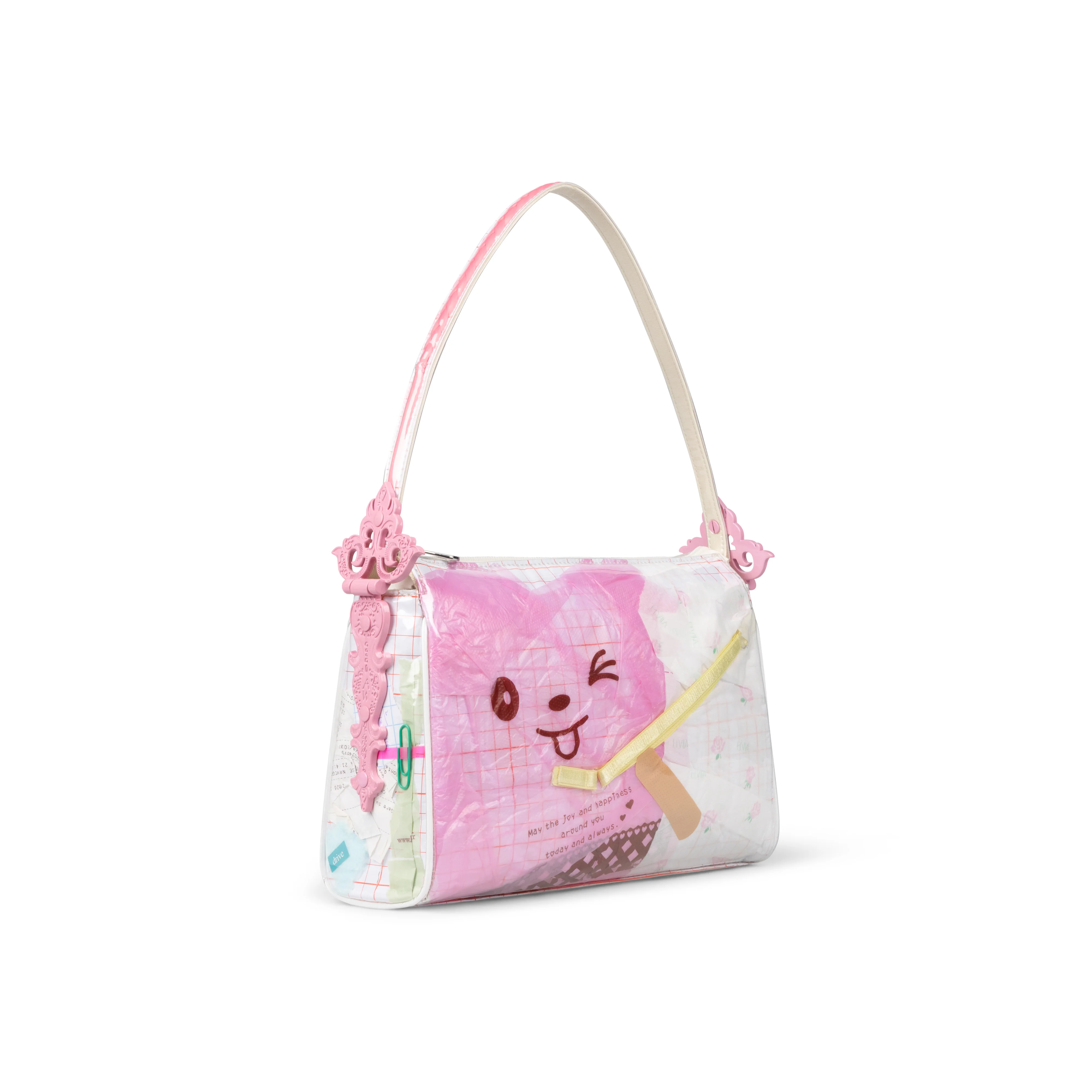 RED GRID TRASH SPELLBIND HANDBAG - Image 3