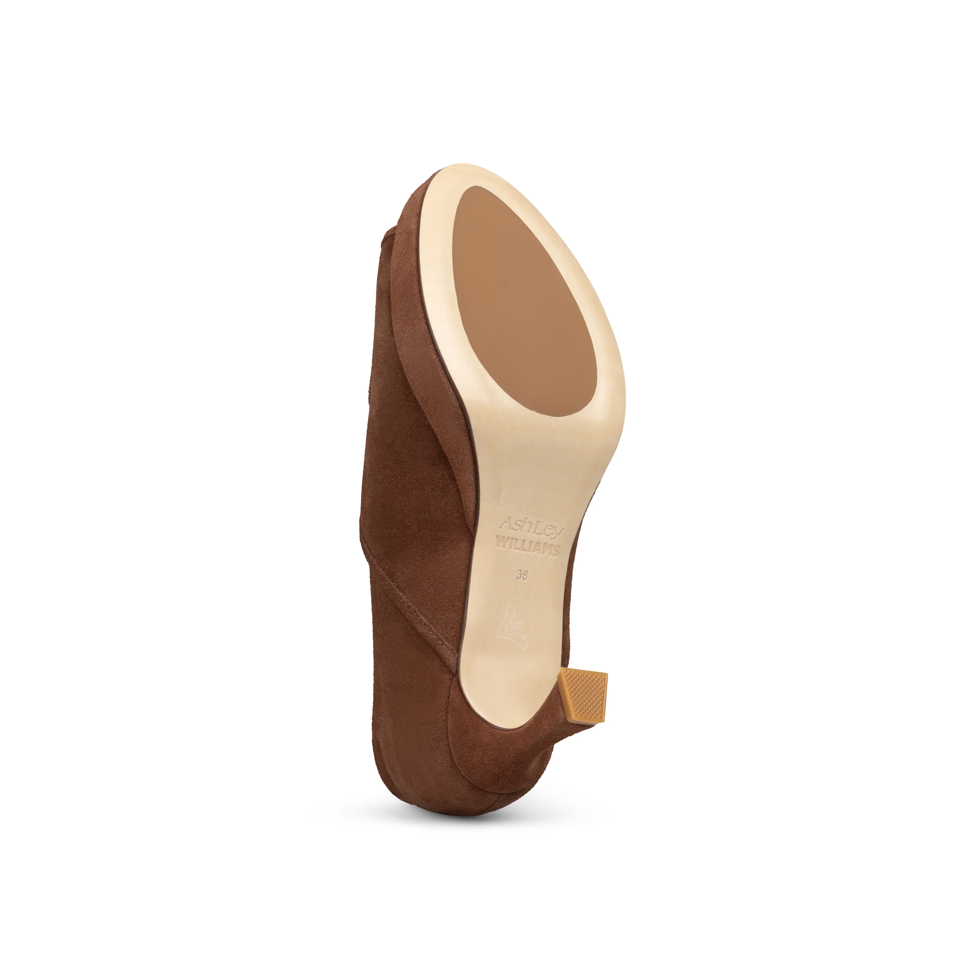 BROWN SUEDE VELCRO KITTEN HEELS - Image 5