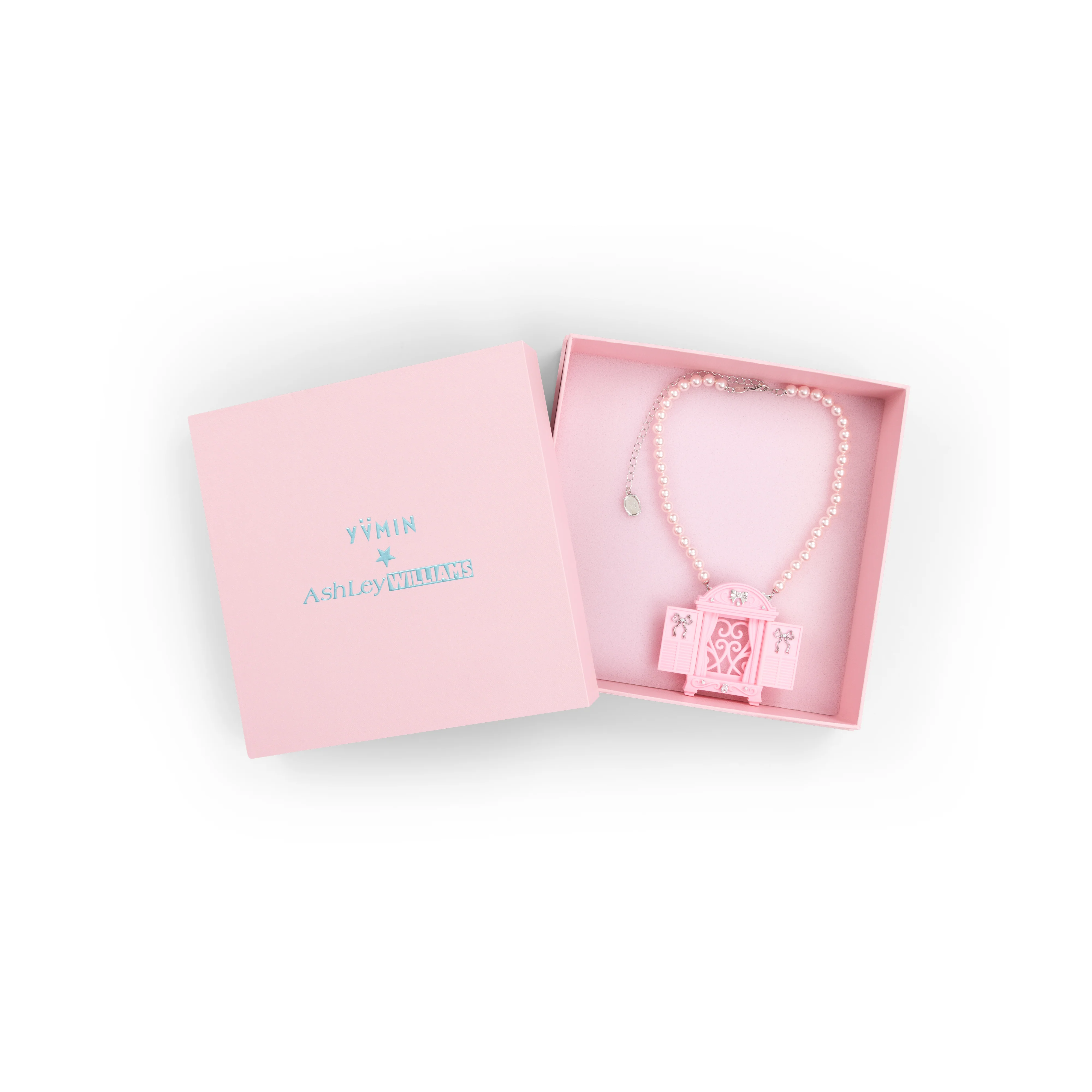 PINK ASHLEY WILLIAMS X YVMIN WINDOW PHOTO FRAME BROOCH NECKLACE - Image 6