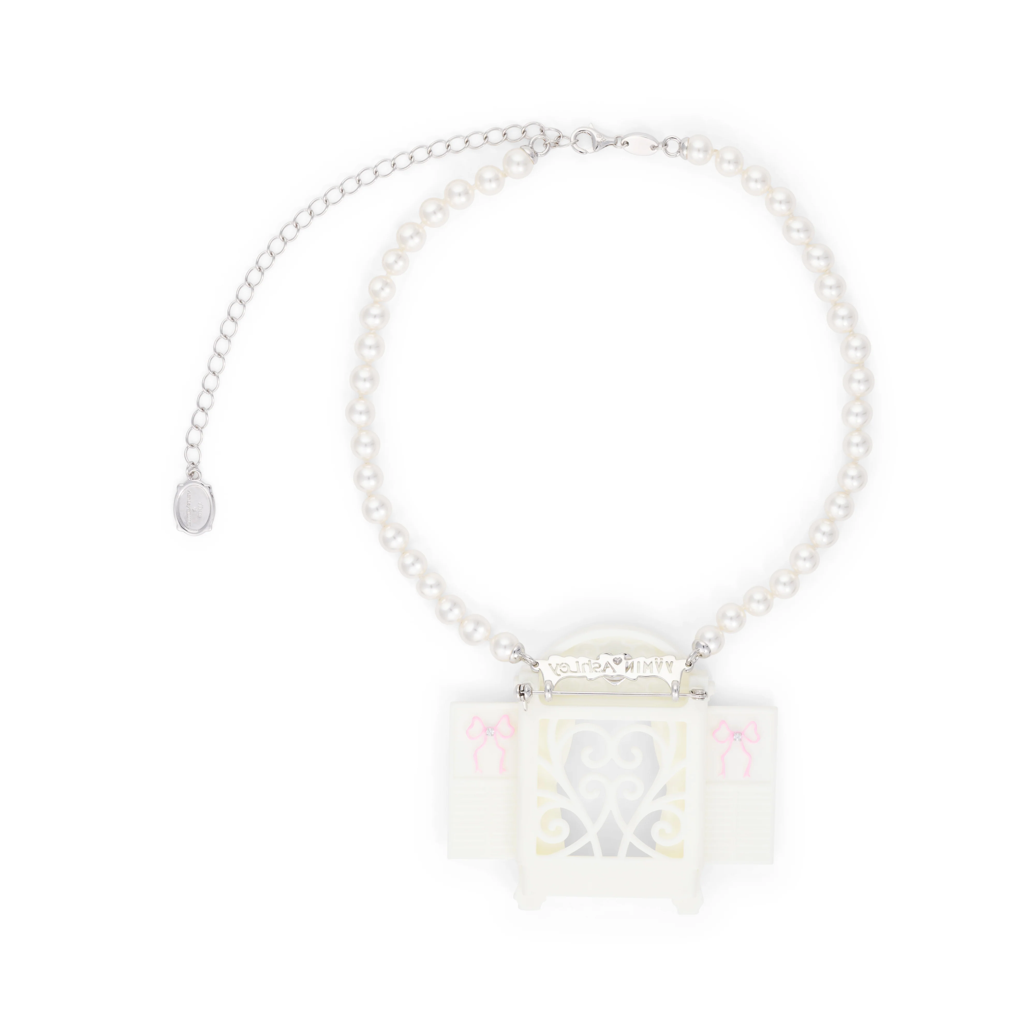 WHITE ASHLEY WILLIAMS X YVMIN WINDOW PHOTO FRAME BROOCH NECKLACE - Image 3
